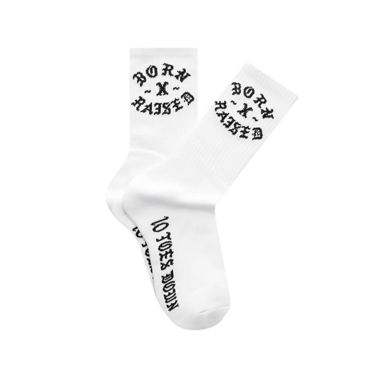 Born x Raised 10 Toes Down Rocker Socks White