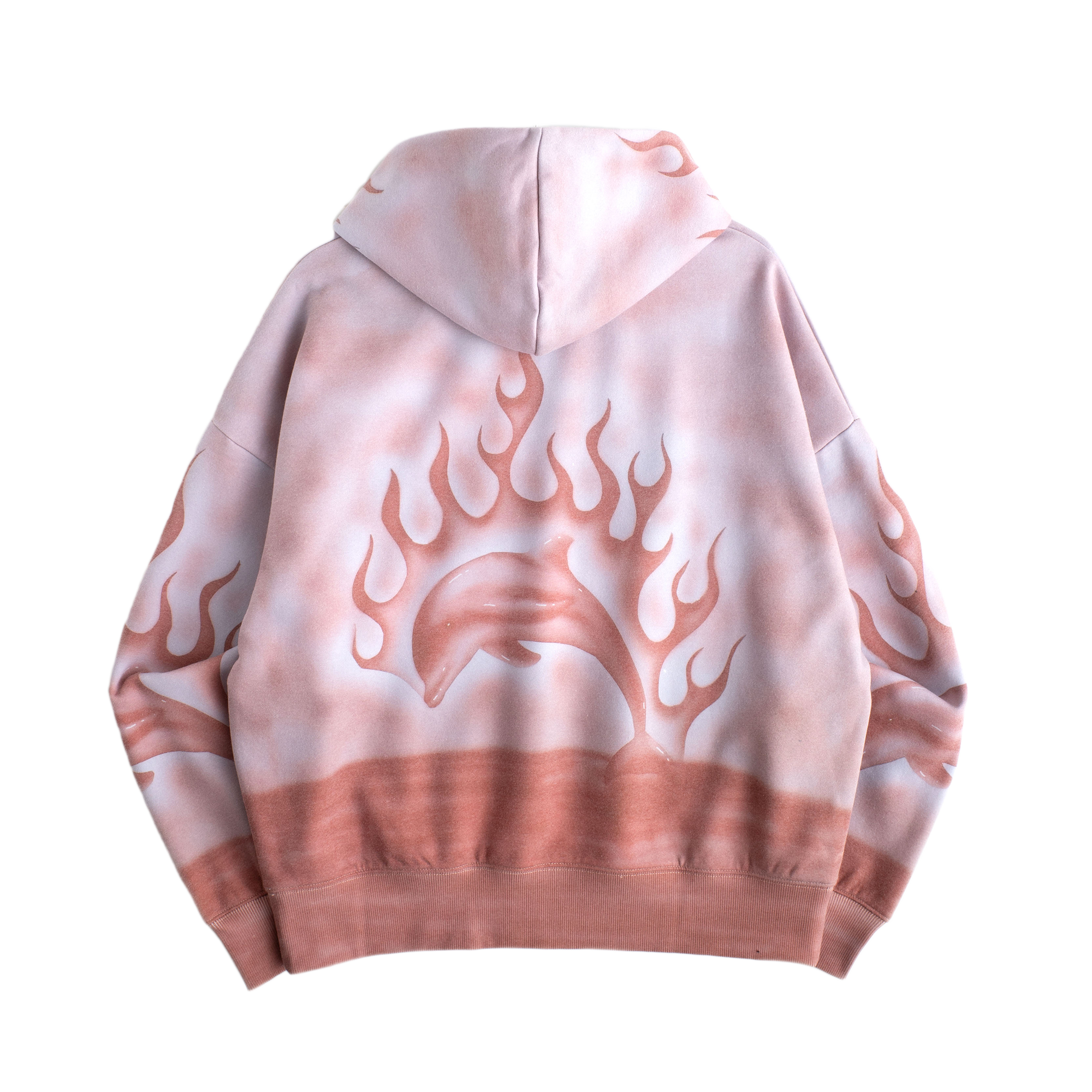 Jungles Jungles Flaming Dolphin Airbrush Hoodie Faded Red