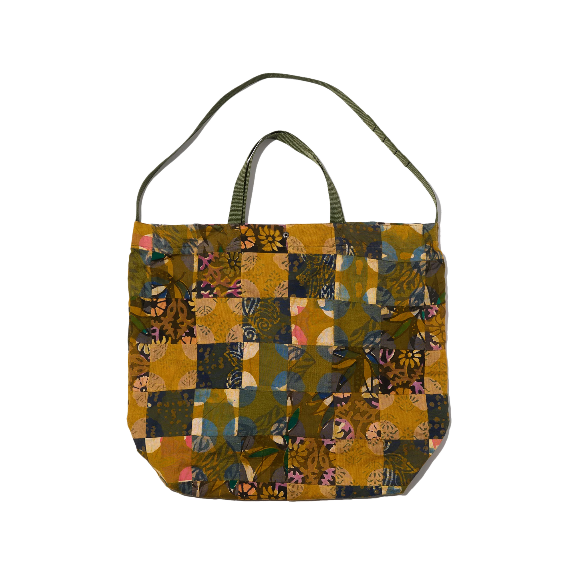 Engineered Garments Carry All Tote Olive Cotton Multi Pattern Patchwork