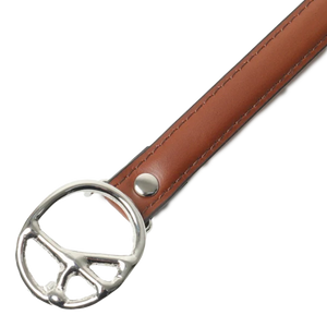 Needles Peace Buckle Narrow Belt Steer Leather Brown