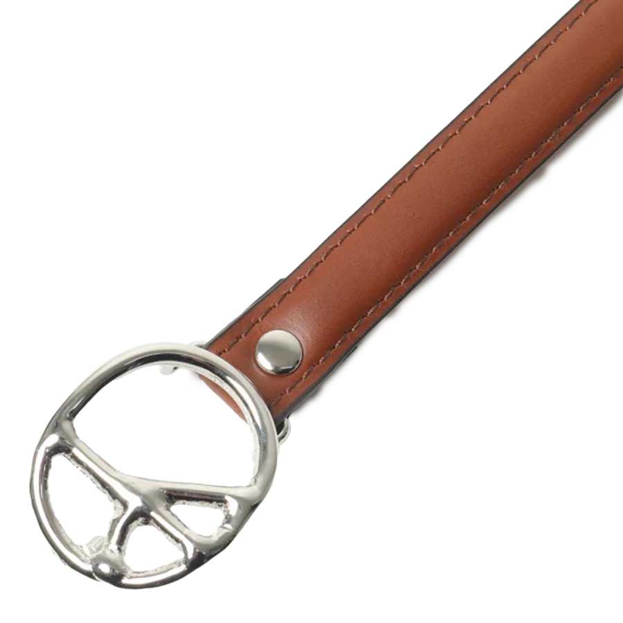 Needles Peace Buckle Narrow Belt Steer Leather Brown