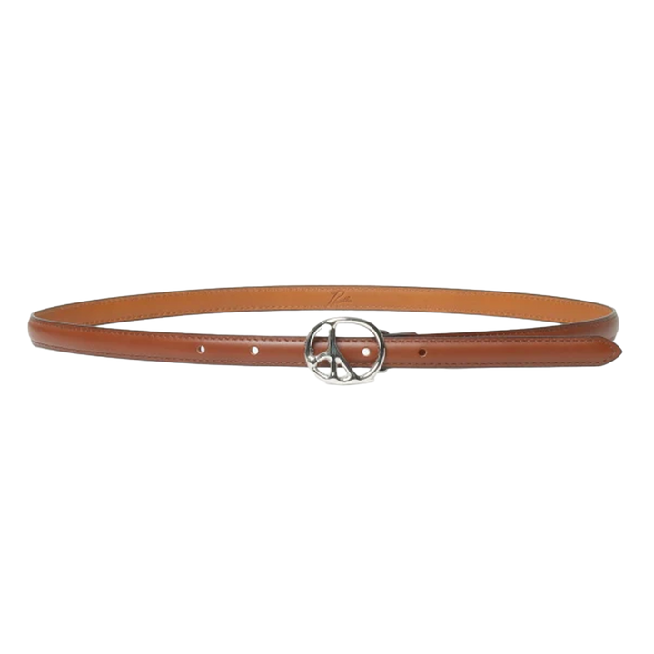 Needles Peace Buckle Narrow Belt Steer Leather Brown