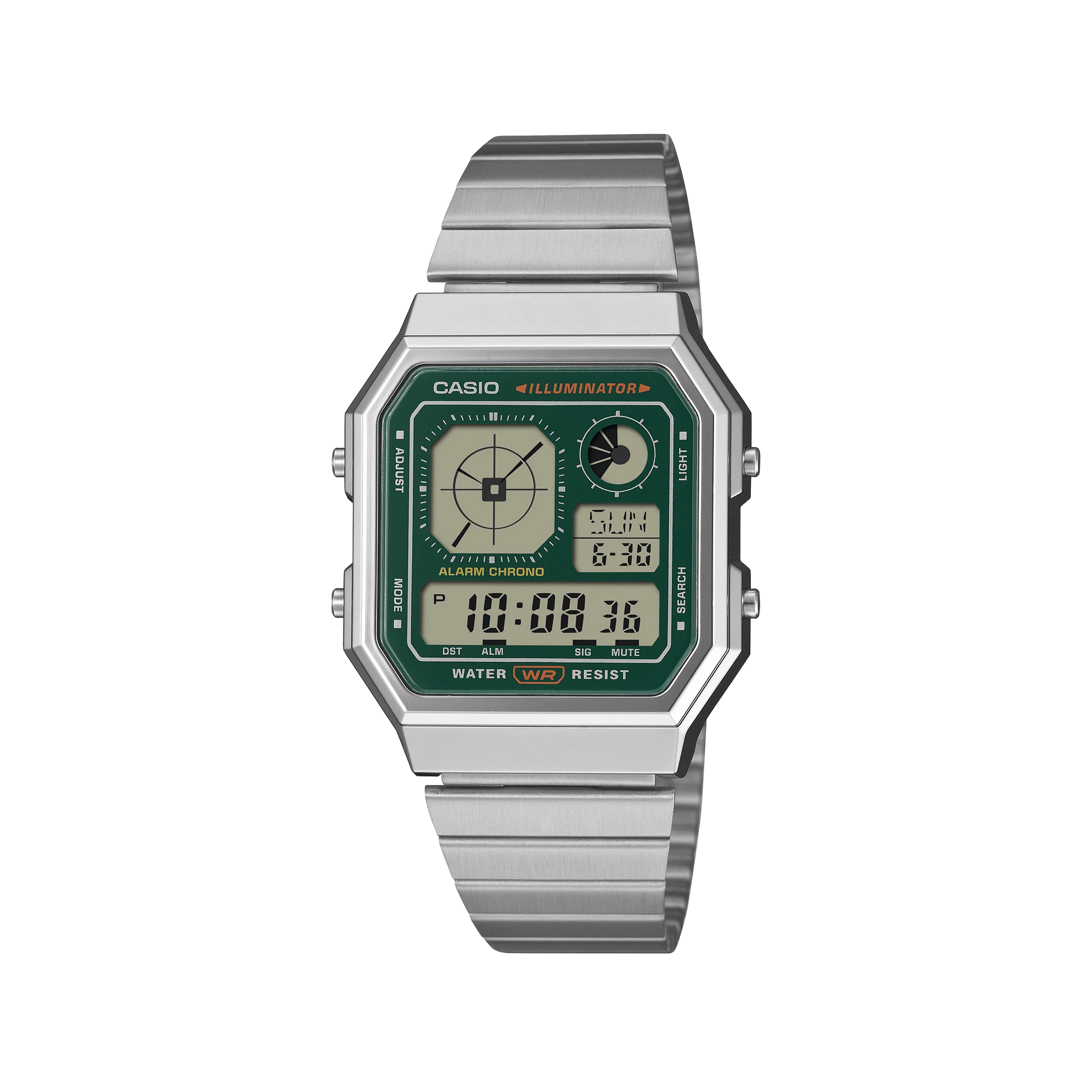 Casio Vintage Analogue LED A130WE-3A Green