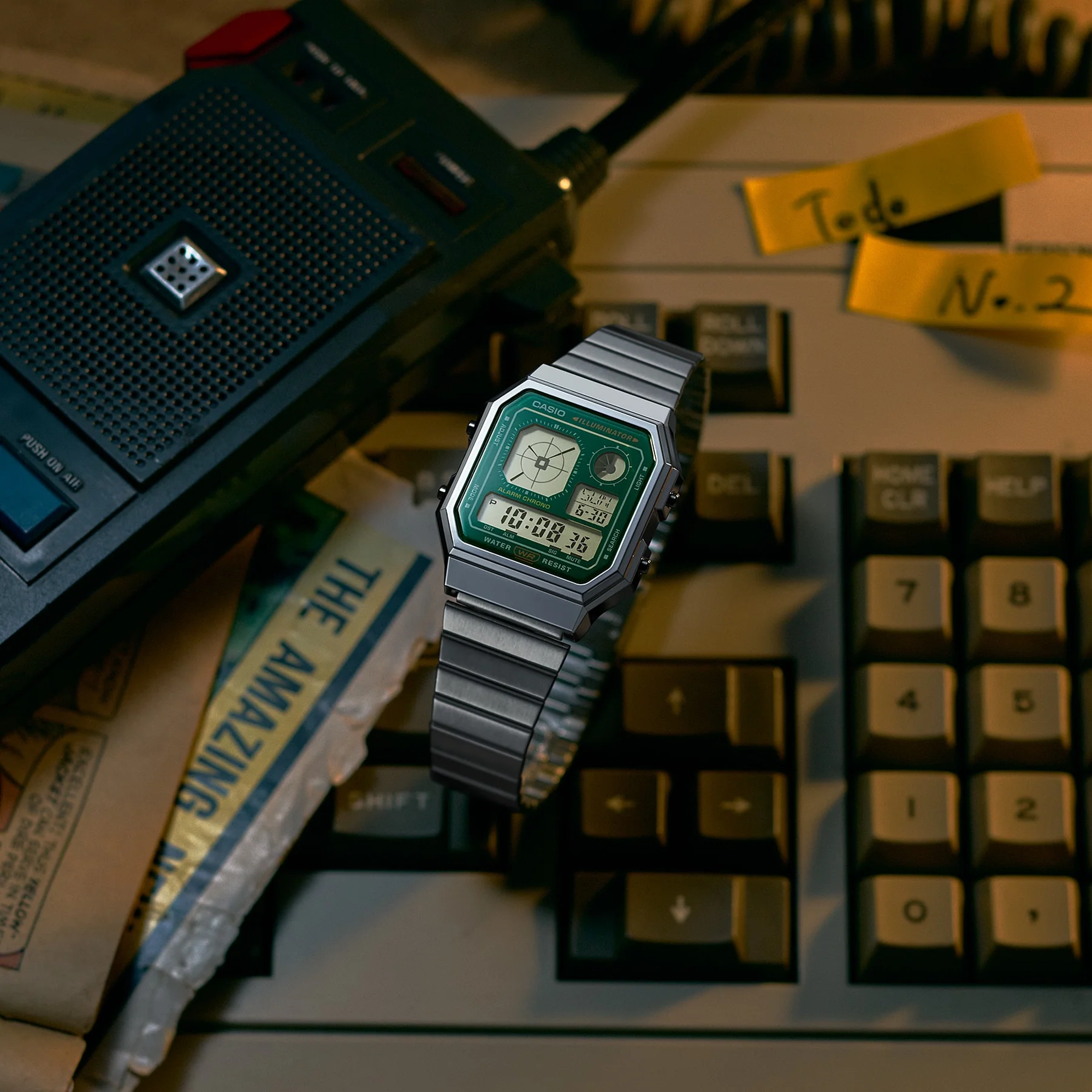 Casio Vintage Analogue LED A130WE-3A Green