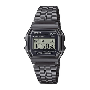 Casio Vintage Digital LED, Stopwatch, Alarm, WR Black IP Stainless Steel Band A158WETB-1A