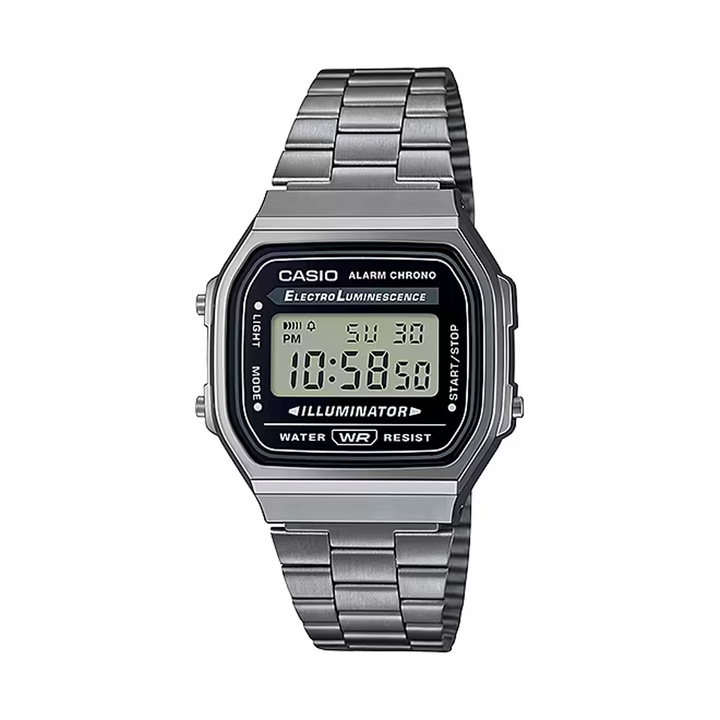 Casio | Vintage Digital | Black Dial/Gun Grey Stainless Steel Band | A168WGG-1A