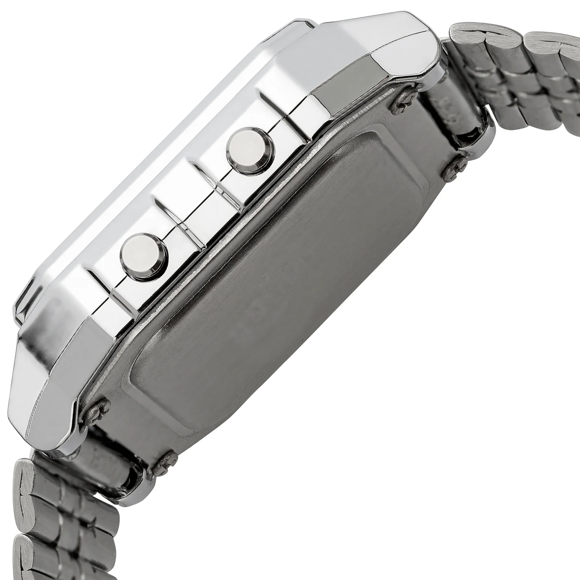 Casio Gents Digital Silver Watch/Black Trim/Stainless Steel Band A500WA-1DF