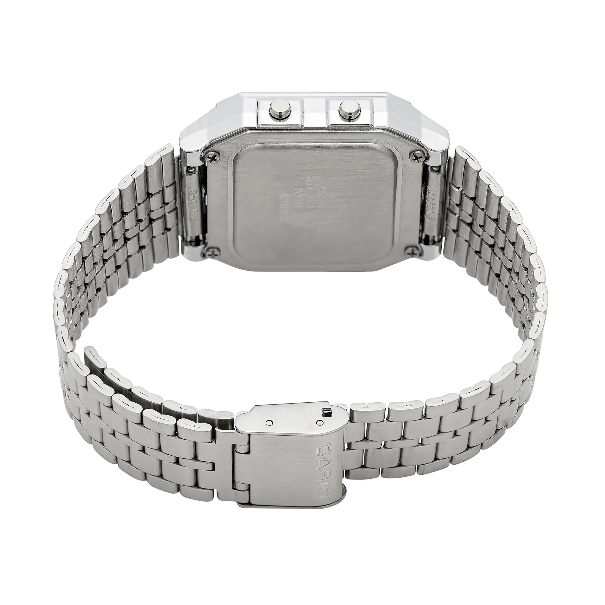 Casio Gents Digital Silver Watch/Black Trim/Stainless Steel Band A500WA-1DF