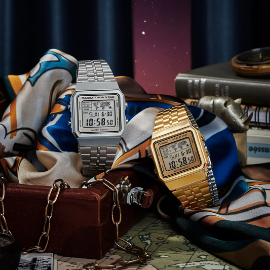 Casio Retro World Time Digital Silver A500WA-7D