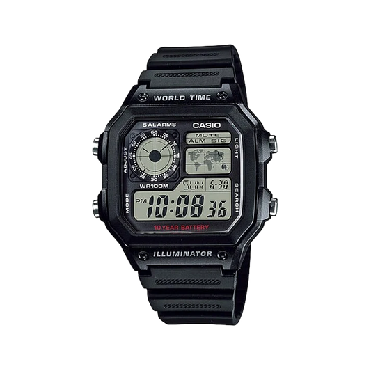 Casio World Time Digital AE1200WHB-1A Black