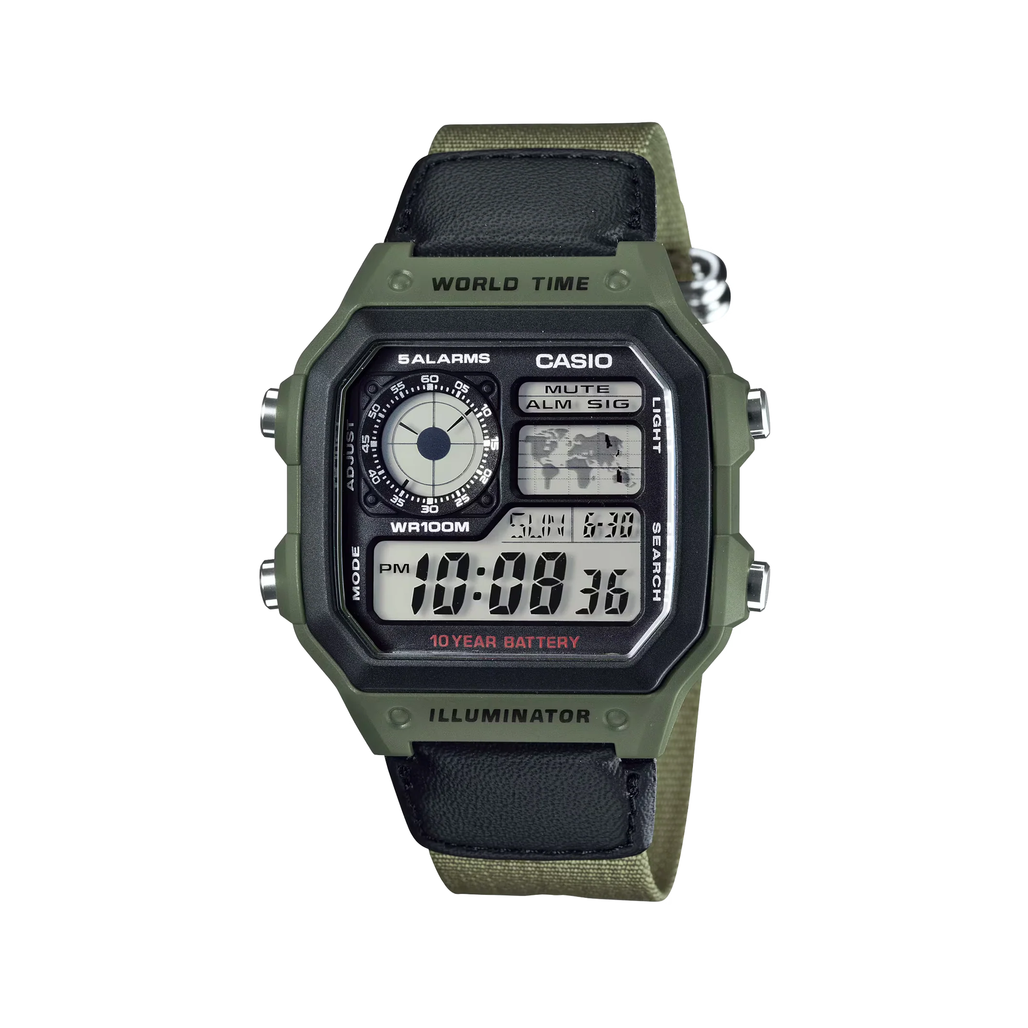 Casio World Time Digital AE1200WHB-3B Green