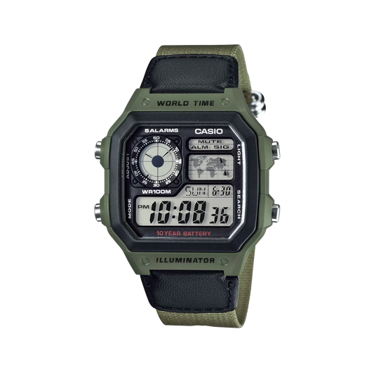 Casio World Time Digital AE1200WHB-3B Green