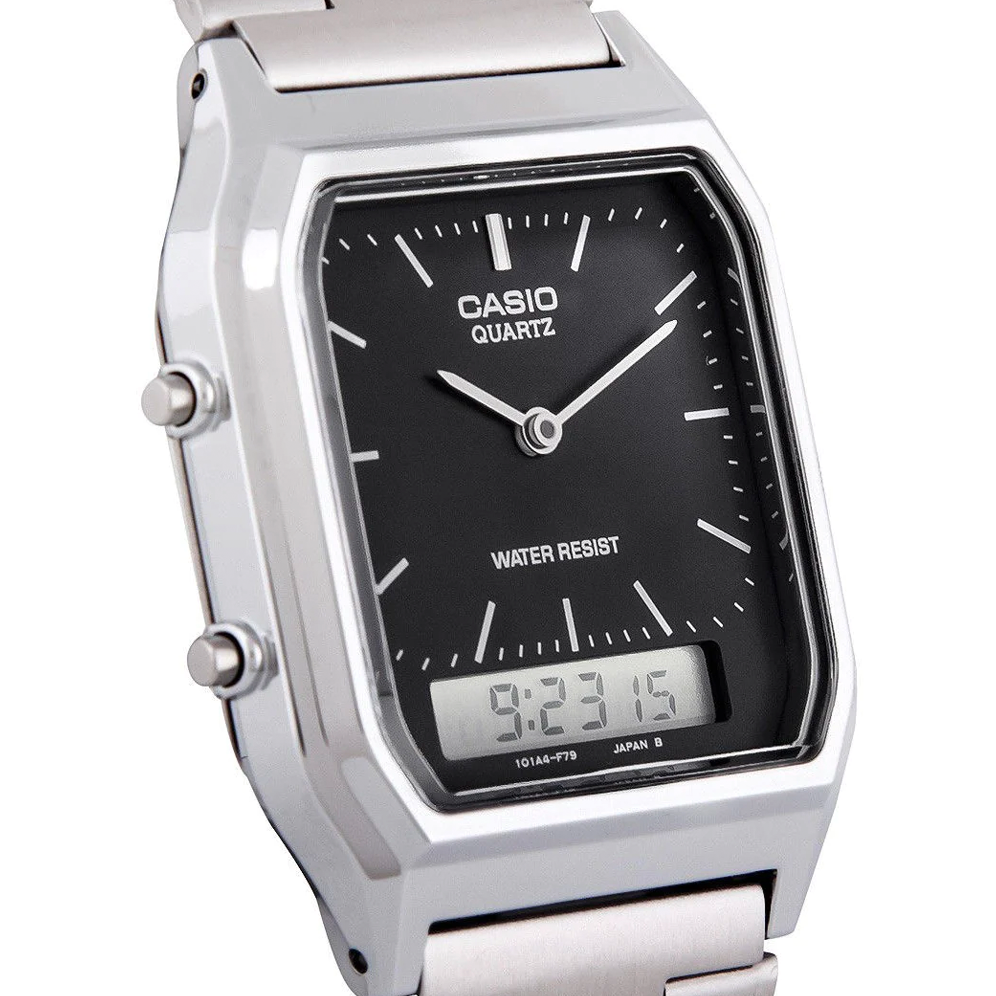 Casio | Mens Dress Duo | Black Face/Silver Tone Metal Band | AQ230A-1DS