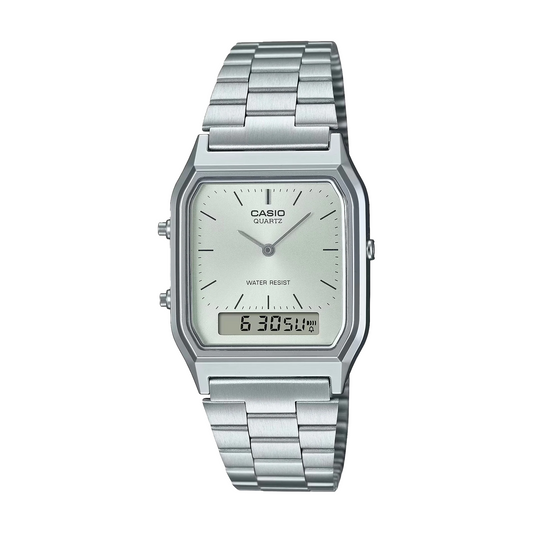 Casio Vintage Duo Trendy Color Silver Face/S/Steel AQ230A-7A