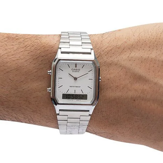 Casio Vintage Duo Trendy Color Silver Face/S/Steel AQ230A-7A