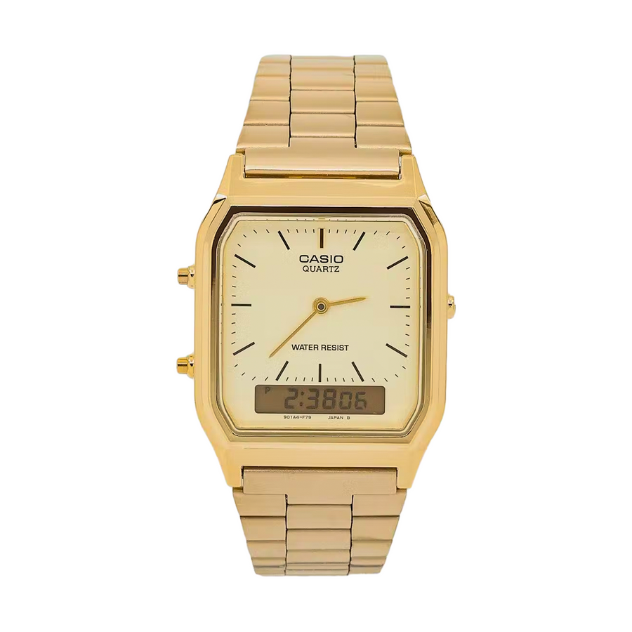 Casio | Mens Dress Duo | Gold Tone/ Gold Tone Metal Band | AQ230GA-9DS