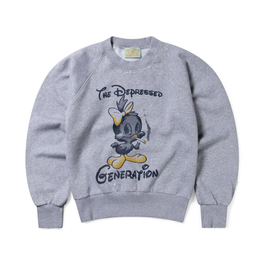 Aries Destroyed Weedie Pie Raglan Sweat Light Grey Marl AR2002103