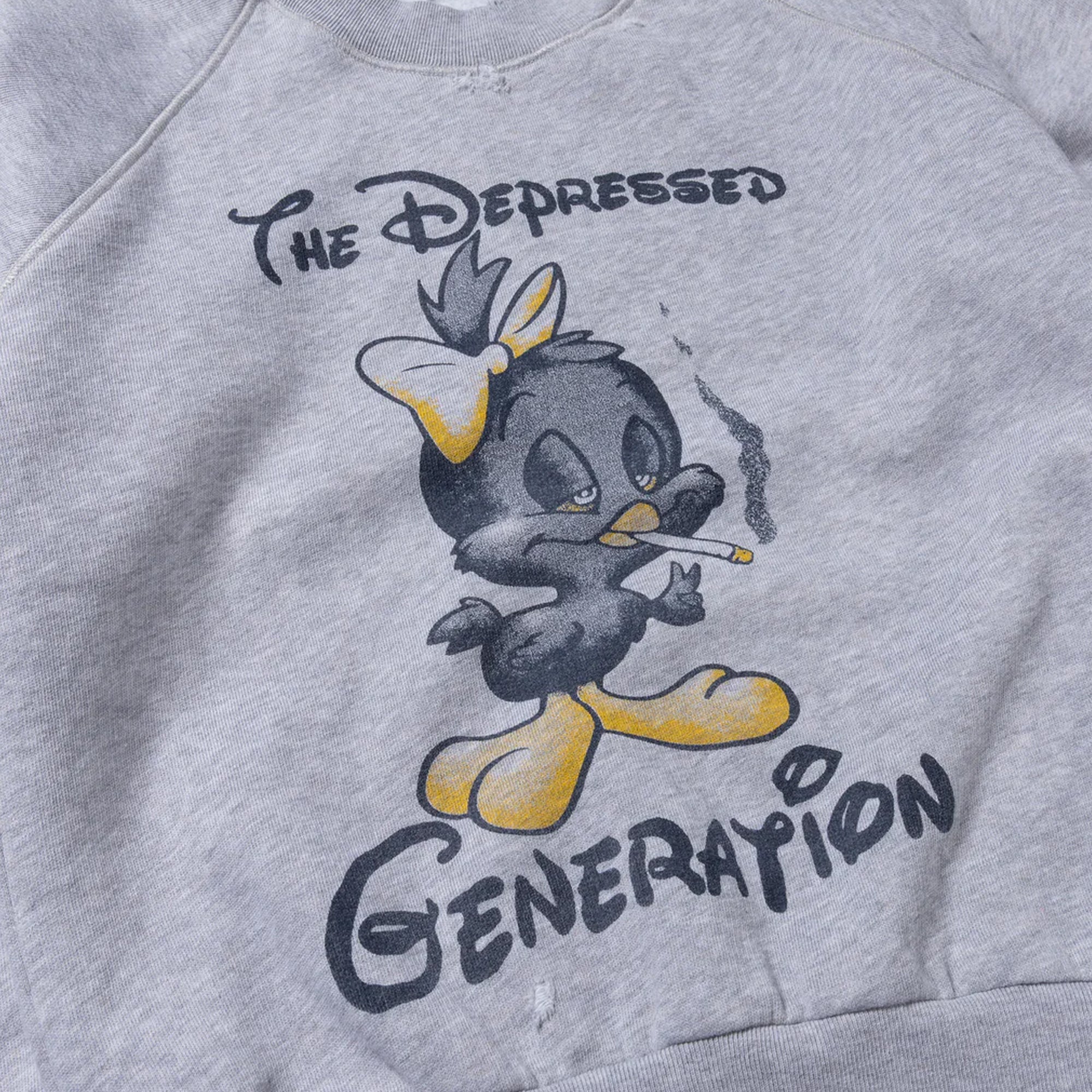 Aries Destroyed Weedie Pie Raglan Sweat Light Grey Marl AR2002103