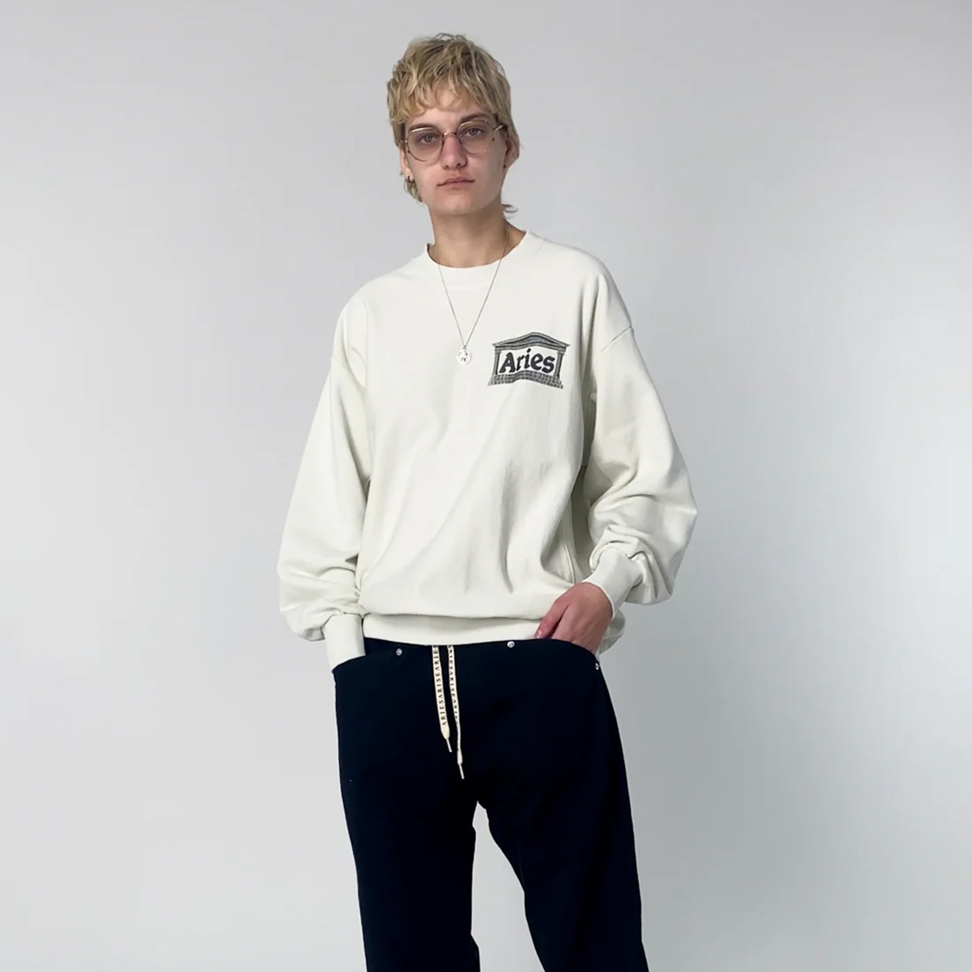 Aries Premium Aged Temple Sweatshirt Off White AR2002203