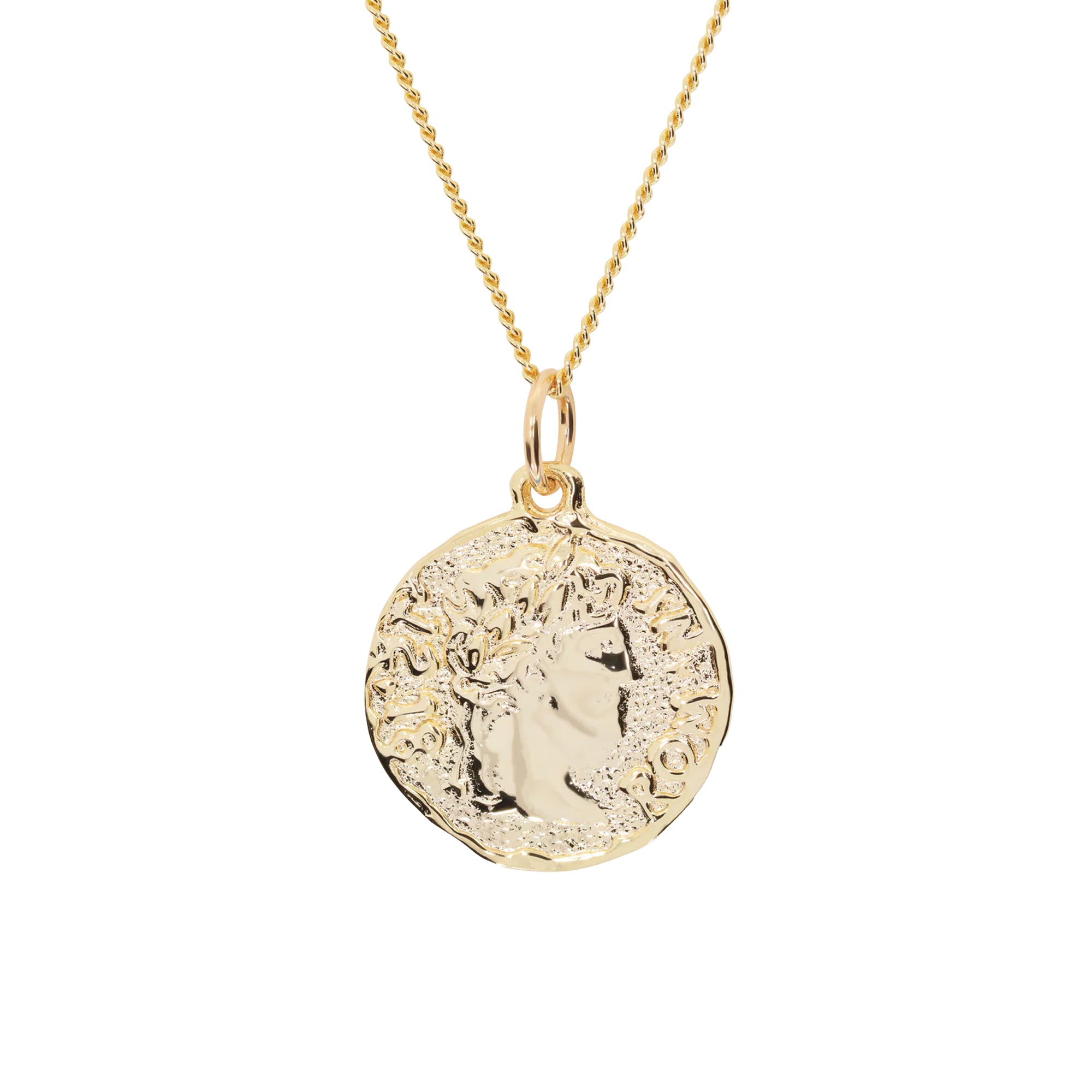 Aries Chain Necklace With Roman Coin Pendant Gold AR9020903