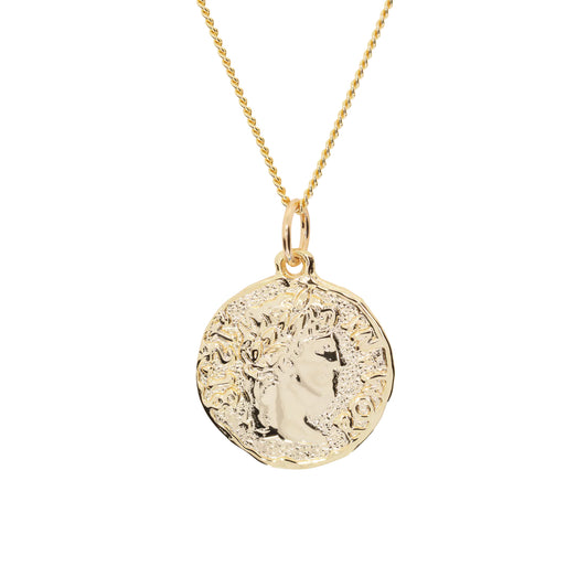 Aries Chain Necklace With Roman Coin Pendant Gold AR9020903
