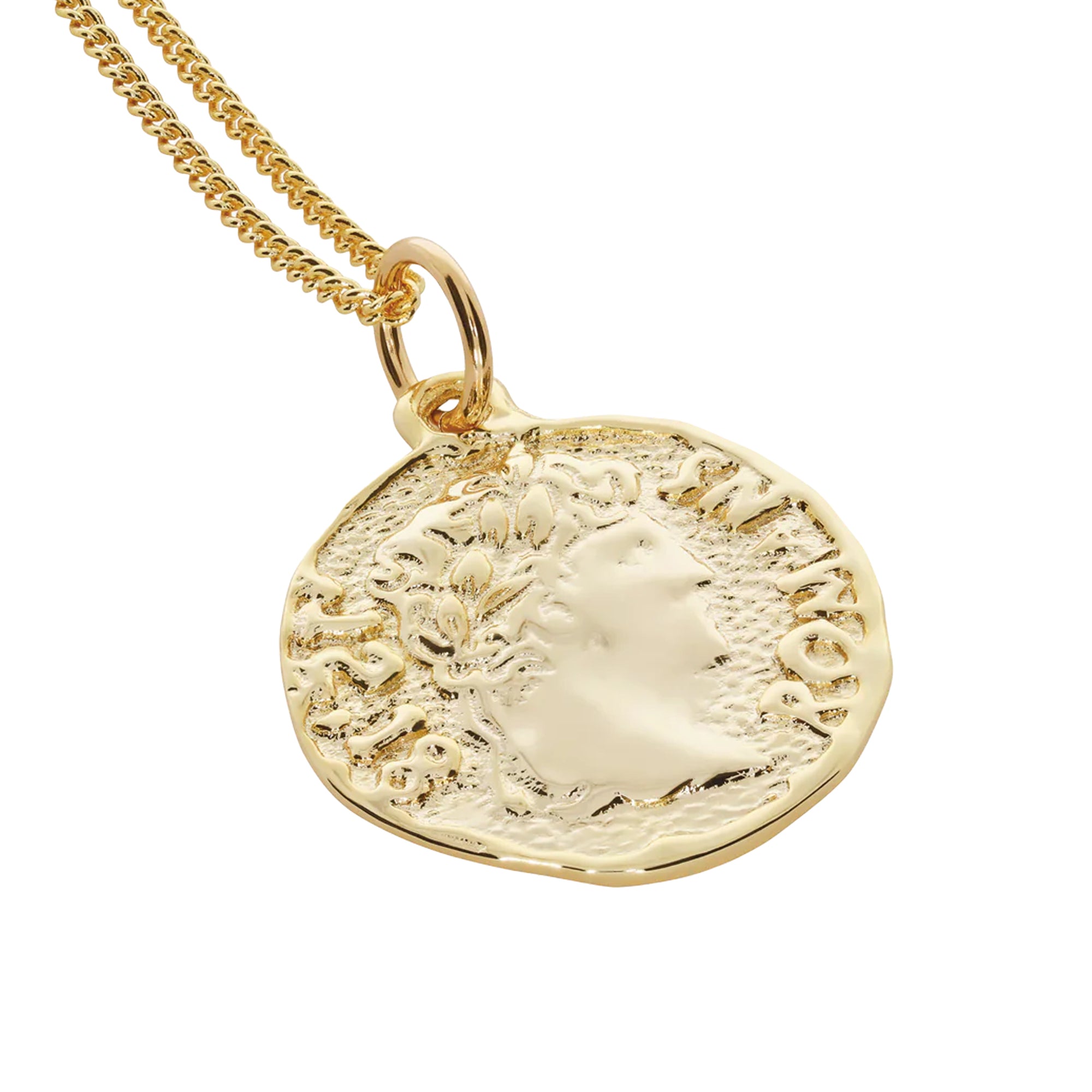 Aries Chain Necklace With Roman Coin Pendant Gold AR9020903