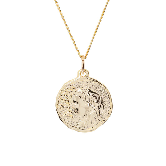 Aries Chain Necklace With Roman Coin Pendant Gold AR9020903