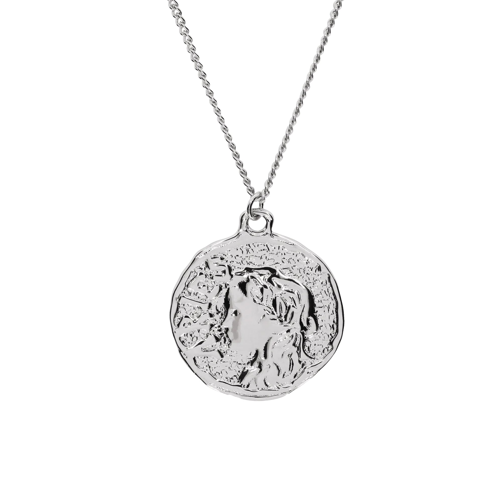 Aries Chain Necklace With Roman Coin Pendant Silver AR9020903