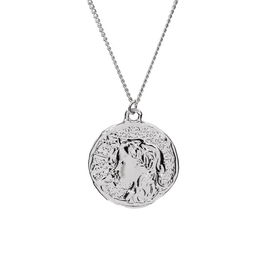 Aries Chain Necklace With Roman Coin Pendant Silver AR9020903