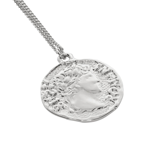Aries Chain Necklace With Roman Coin Pendant Silver AR9020903