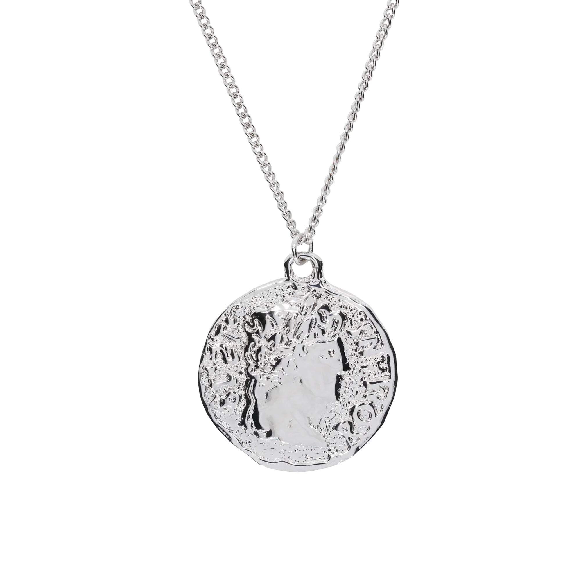 Aries Chain Necklace With Roman Coin Pendant Silver AR9020903