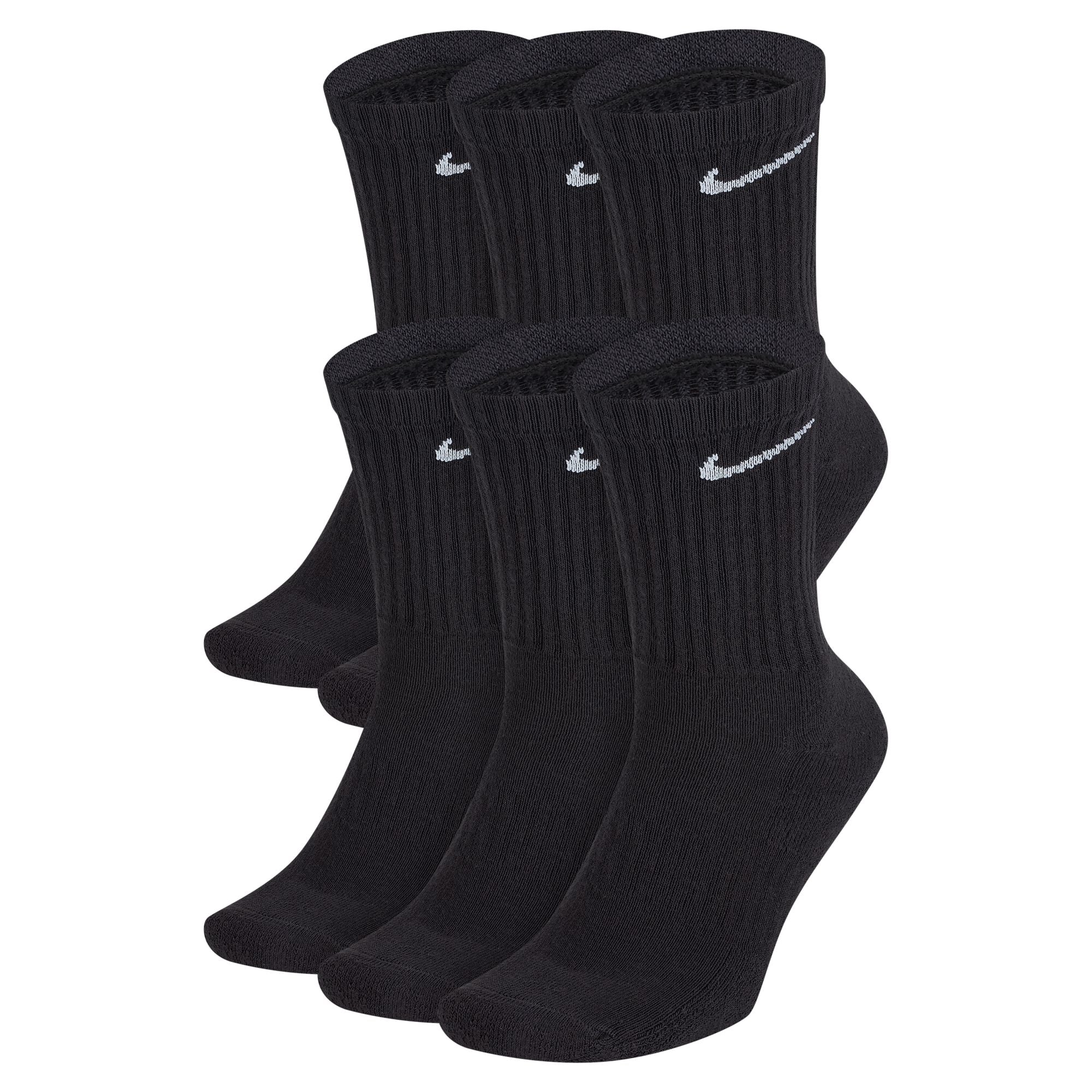 Nike Everyday Cushioned Training Crew Socks (6 Pairs) Black/White SX7666-010