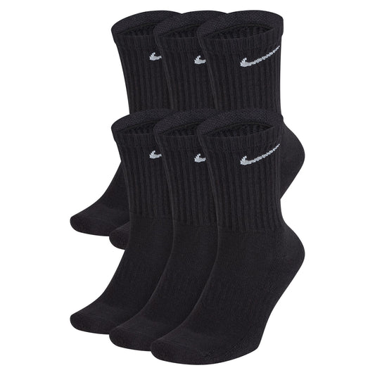Nike Everyday Cushioned Training Crew Socks (6 Pairs) Black/White SX7666-010