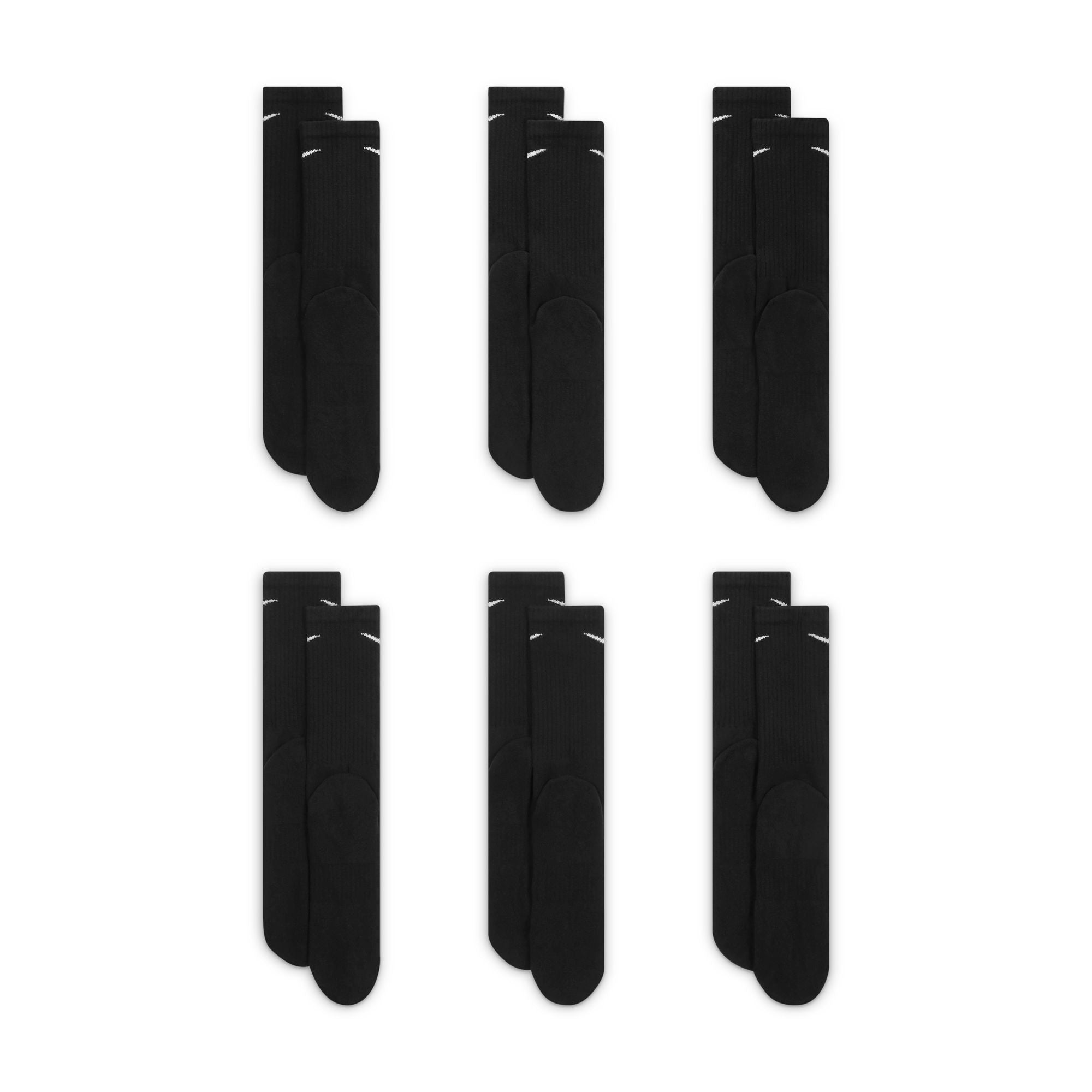 Nike Everyday Cushioned Training Crew Socks (6 Pairs) Black/White SX7666-010