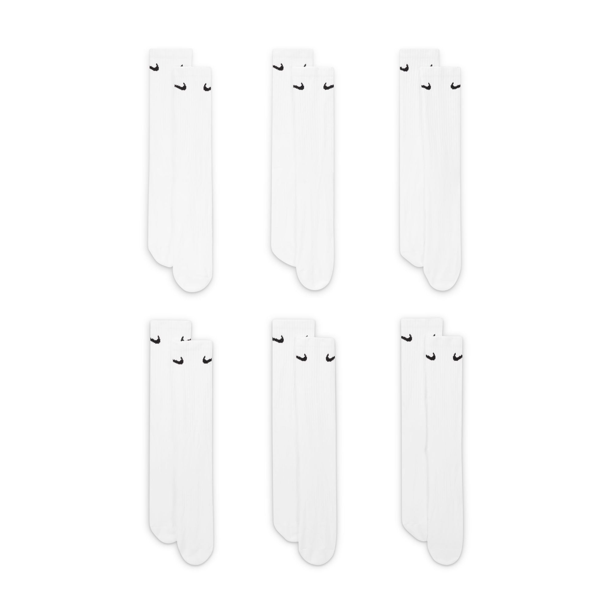 Nike Everyday Cushioned Training Crew Socks (6 Pairs) White/Black SX7666-100