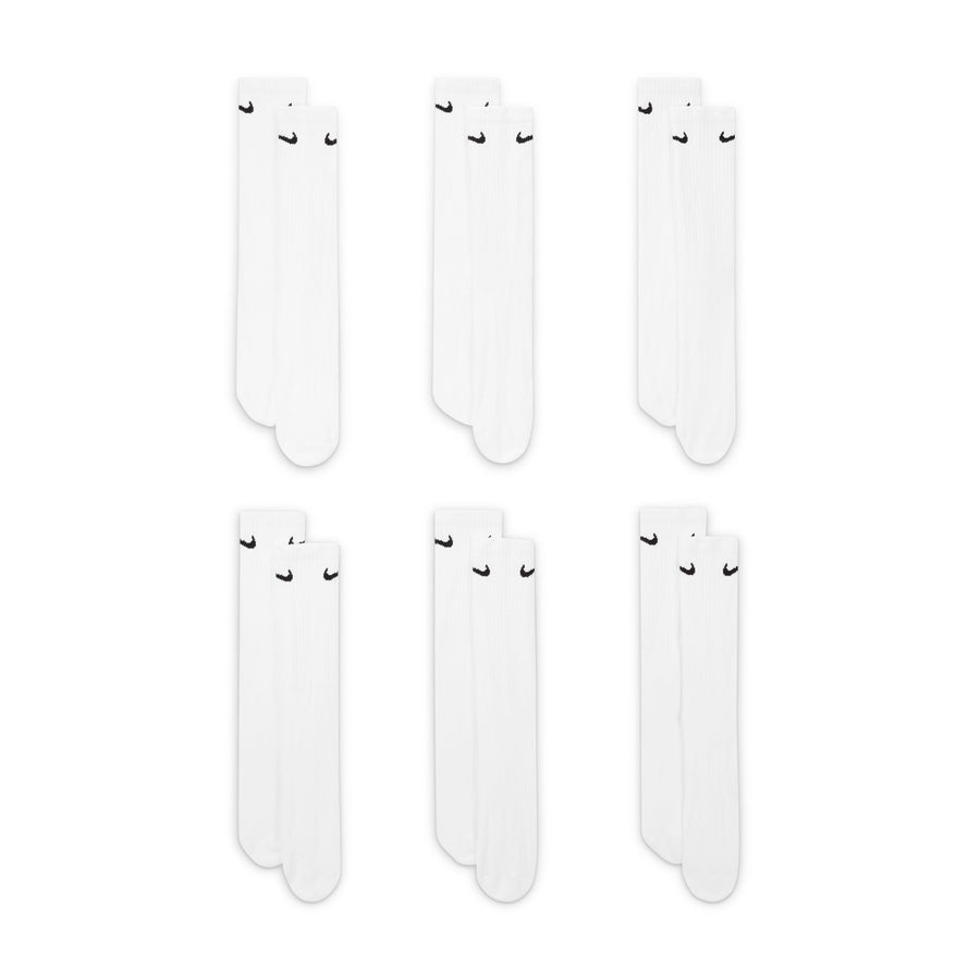 Nike Everyday Cushioned Training Crew Socks (6 Pairs) White/Black SX7666-100