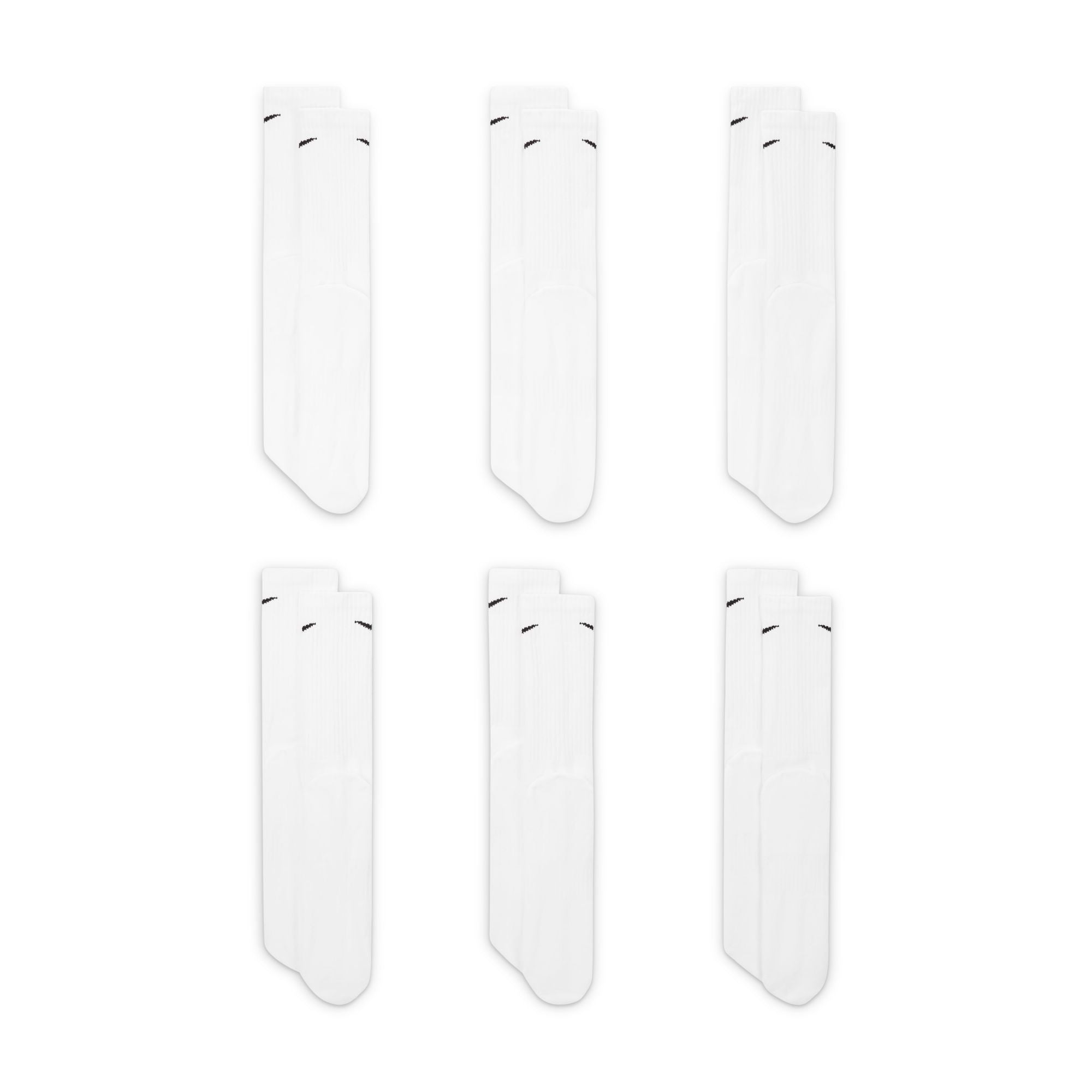 Nike Everyday Cushioned Training Crew Socks (6 Pairs) White/Black SX7666-100