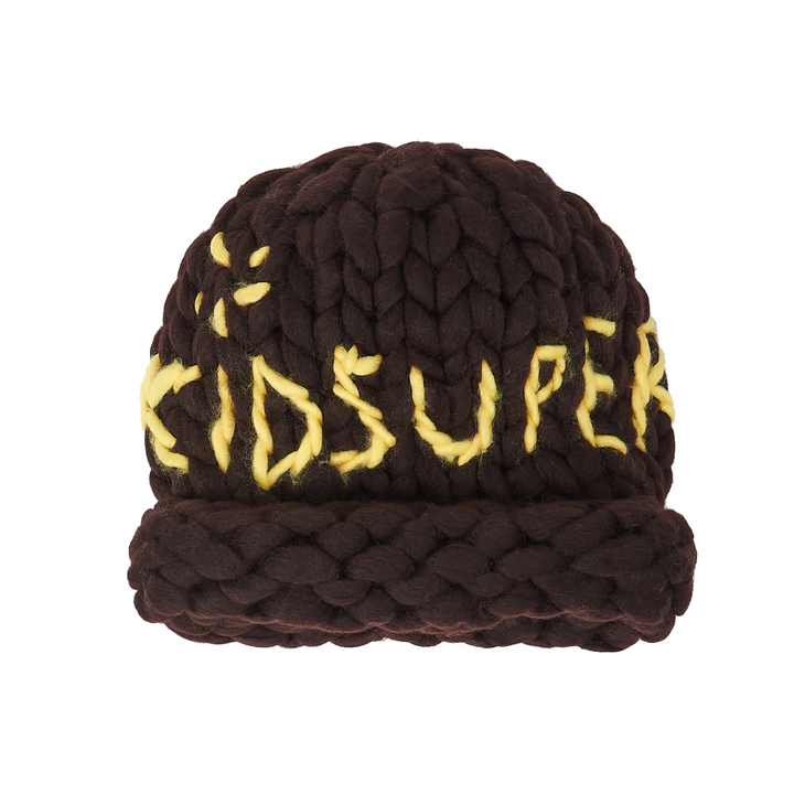 Kidsuper Hand Knit Chunky Knit Beanie Brown