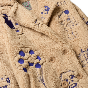 Kidsuper Embroidered Sherpa Fleece Overcoat Cream