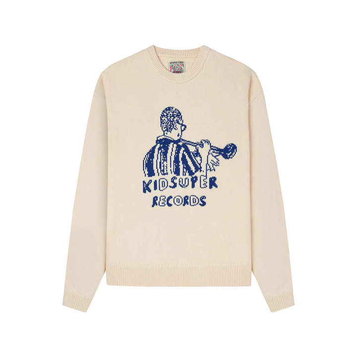 Kidsuper KidSuper Records Knit Sweater Cream