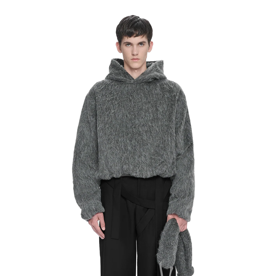 Heliot Emil Pantheon Alpaca Hoodie Black/Grey