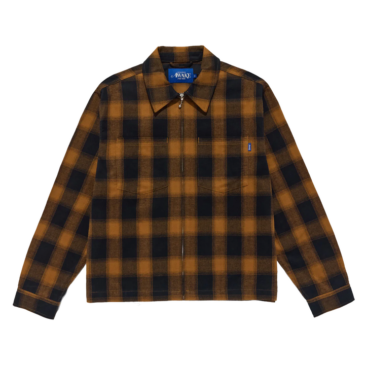 Awake NY Brushed Flannel Shirt Jacket Orange Multi