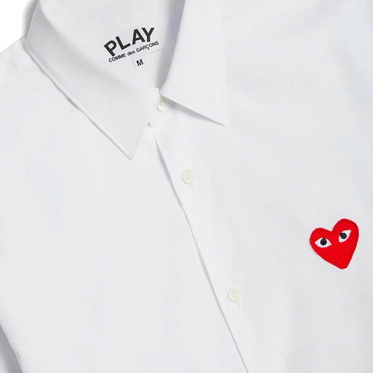 Comme Des Garcons Play Shirt Red Emblem White AX-B002-051