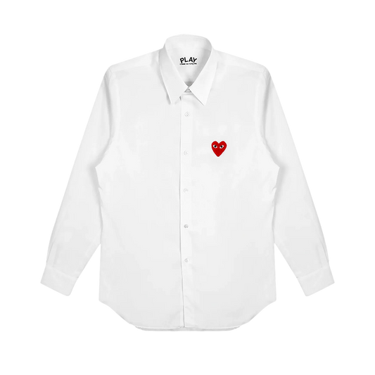 Comme Des Garcons Play Shirt Red Emblem White AX-B002-051