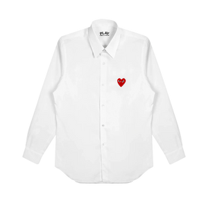 Comme Des Garcons Play Shirt Red Emblem White AX-B002-051