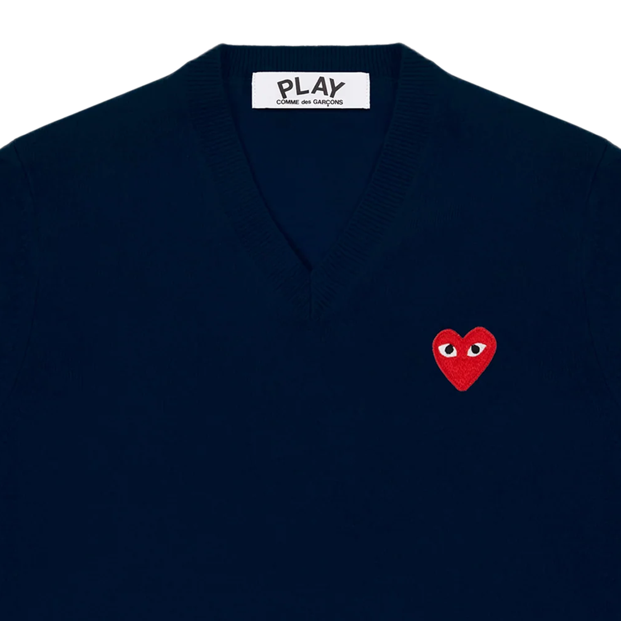 Comme Des Garcons Play Sweater Red Emblem Navy AX-N002-051
