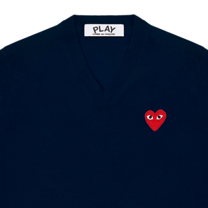 Comme Des Garcons Play Sweater Red Emblem Navy AX-N002-051