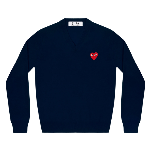 Comme Des Garcons Play Sweater Red Emblem Navy AX-N002-051