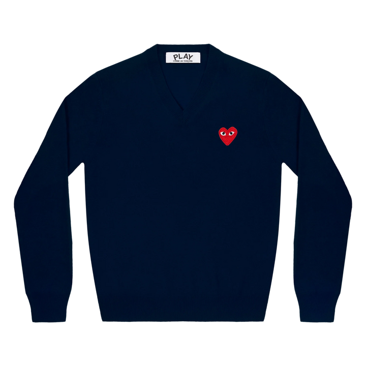 Comme Des Garcons Play Sweater Red Emblem Navy AX-N002-051