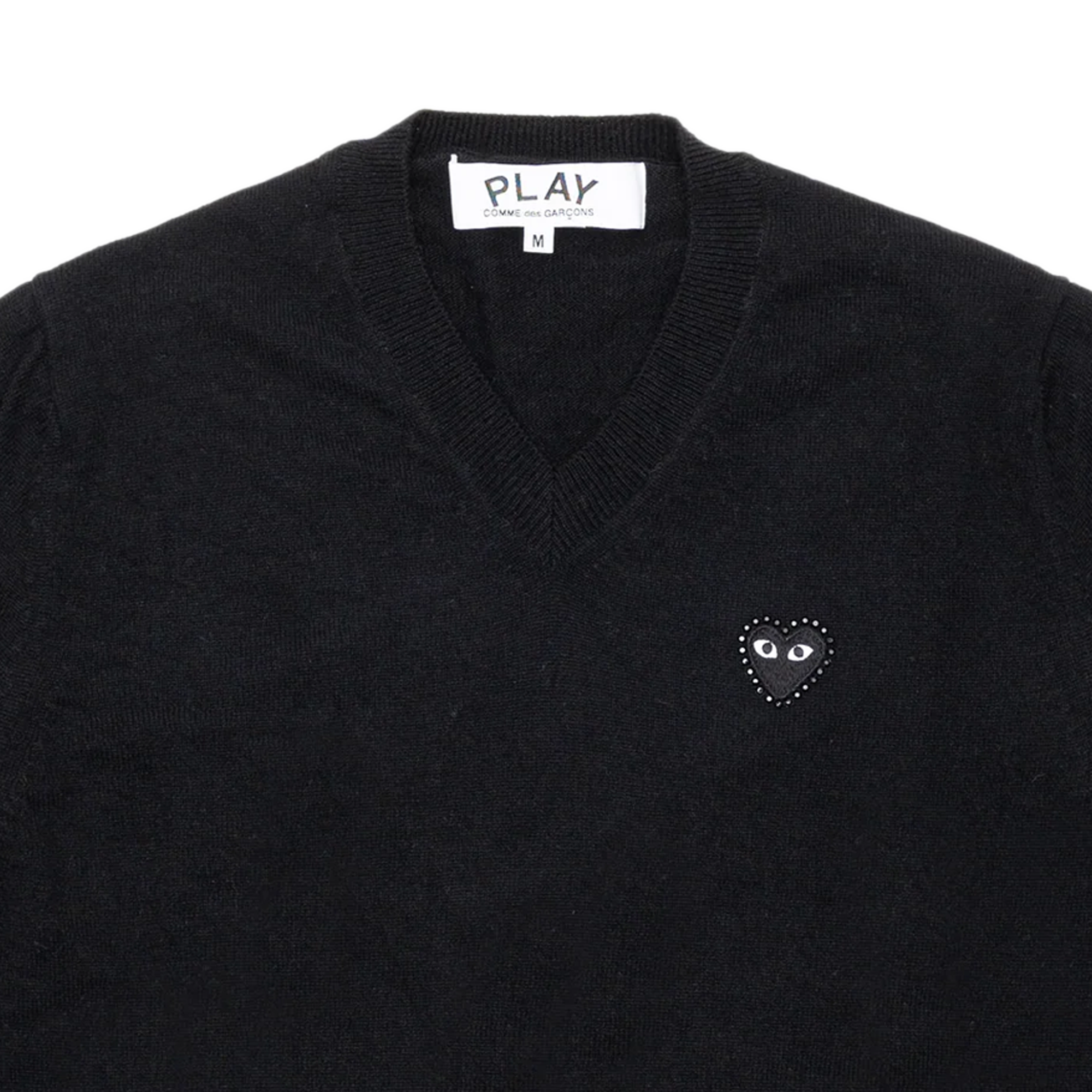 Comme Des Garcons PLAY Knit Rhinestone Emblem Black AX-N804-051